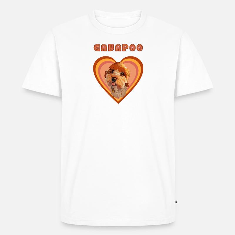 Cavapoo-Herz - Männer Premium Bio T-Shirt - Weiß