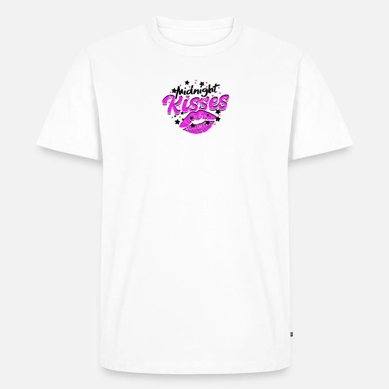 Mitternachtsküsse - Silvester - Männer Premium Bio T-Shirt - Weiß