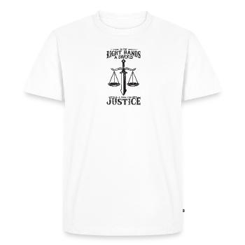 Entre de bonnes mains, l’épée est un outil pour la justice - T-shirt Premium bio Homme - blanc - Devant - Nico (187cm)