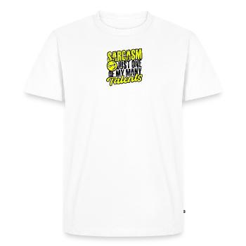 Sarcasm: just one of my many talents - Comedian - Men's Premium Organic T-Shirt - white - Front - Nico (187cm)