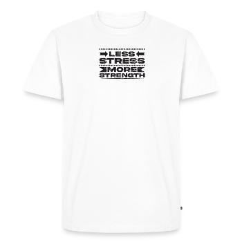 Moins de stress, plus de force - Stress - T-shirt Premium bio Homme - blanc - Devant - Nico (187cm)