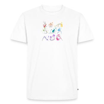Rainbow Yoga Women - Men's Premium Organic T-Shirt - white - Front - Nico (187cm)