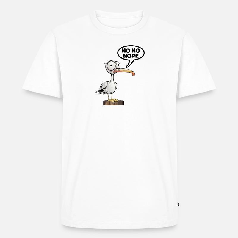 Nein sei Möwe - Männer Premium Bio T-Shirt - Weiß