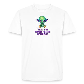 OUI, JE SUIS DE CETTE SPHÈRE ! Mignon bébé extraterrestre - T-shirt Premium bio Homme - blanc - Devant - Nico (187cm)