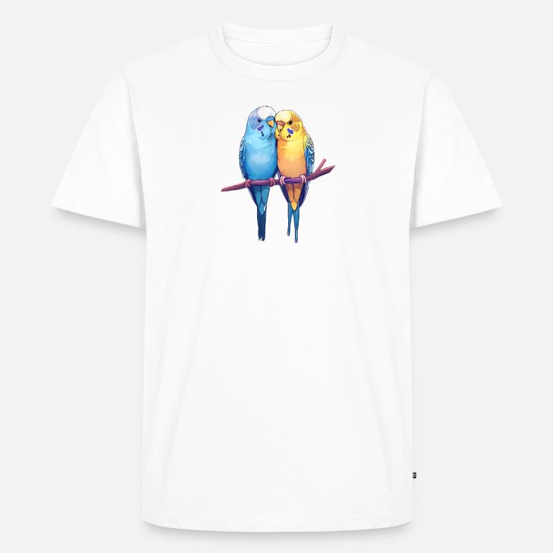 Wellensittiche - Männer Premium Bio T-Shirt - Weiß