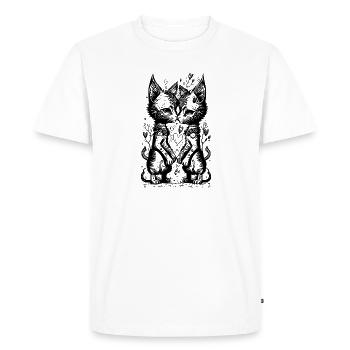 STRANGE CATS - kissing cats - Men's Premium Organic T-Shirt - white - Front - Nico (187cm)