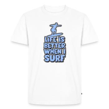 La vie est meilleure quand je surfe - T-shirt Premium bio Homme - blanc - Devant - Nico (187cm)