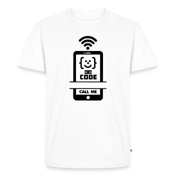 Appelez-moi codeur téléphonique gezchtje - T-shirt Premium bio Homme - blanc - Devant - Nico (187cm)