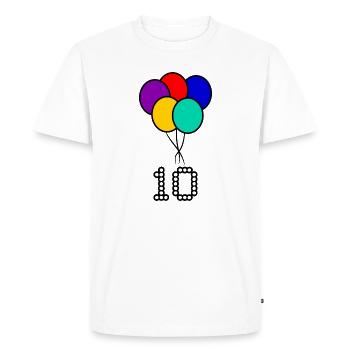 10. 10 ANS. 10e ANNIVERSAIRE. ANNIVERSAIRE 10 ANS. - T-shirt Premium bio Homme - blanc - Devant - Nico (187cm)
