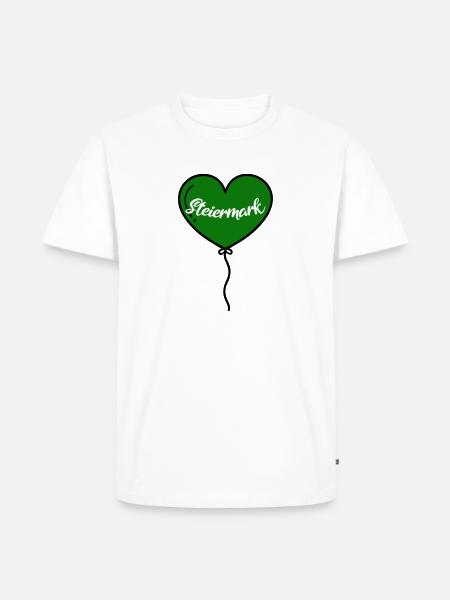 Steiermark Herz Luftballon - Männer Premium Bio T-Shirt - Weiß