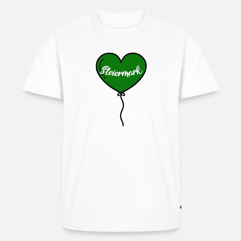 Steiermark Herz Luftballon - Männer Premium Bio T-Shirt - Weiß