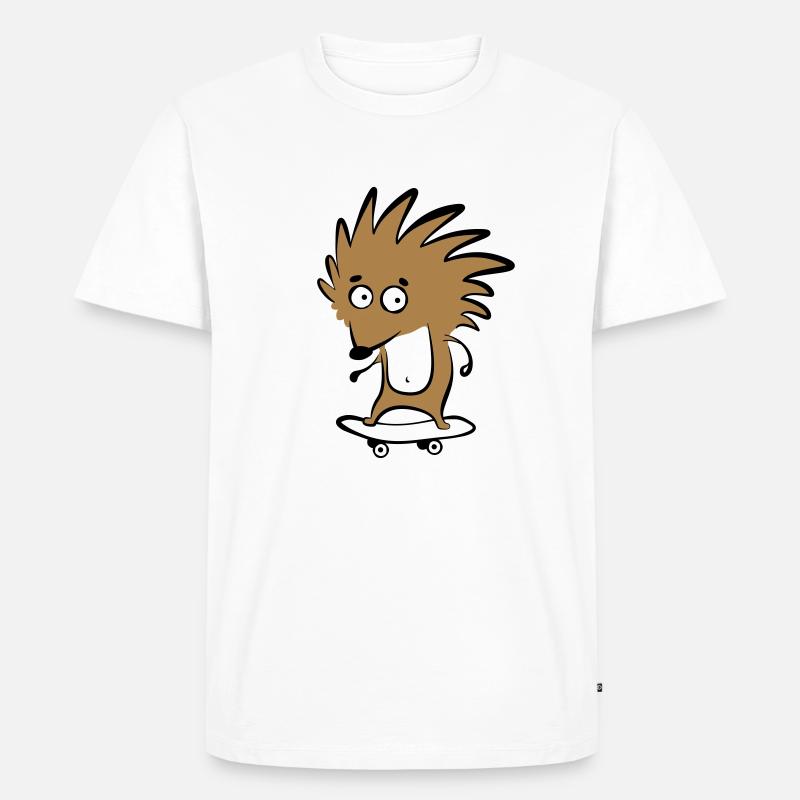 Skate-Igel "Knut H. Heckmann" - Männer Premium Bio T-Shirt - Weiß