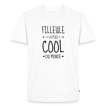 Parrain / Marraine / Filleule / Filleul - T-shirt Premium bio Homme - blanc - Devant - Nico (187cm)