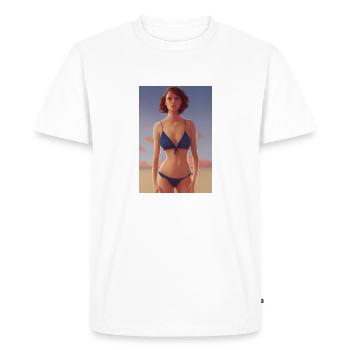 Modèle de bikini sur la plage - T-shirt Premium bio Homme - blanc - Devant - Nico (187cm)