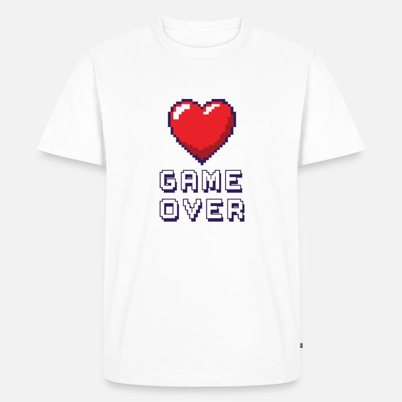 Game Over lila - Männer Premium Bio T-Shirt - Weiß