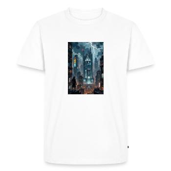 Paysage urbain cyberpunk. - T-shirt Premium bio Homme - blanc - Devant - Nico (187cm)