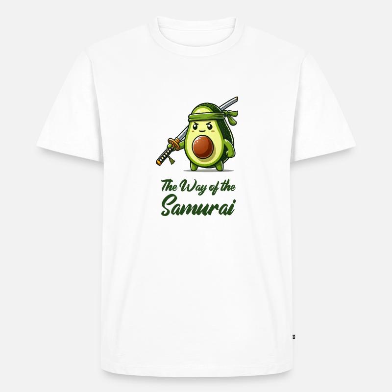 avocado samurai obst - Männer Premium Bio T-Shirt - Weiß