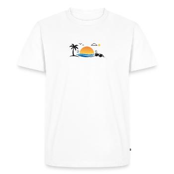 Coucher de soleil sur la plage de palmiers - T-shirt Premium bio Homme - blanc - Devant - Nico (187cm)