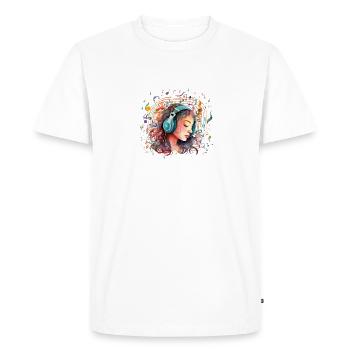 Girl with headphones listening to music 2 - Men's Premium Organic T-Shirt - white - Front - Nico (187cm)