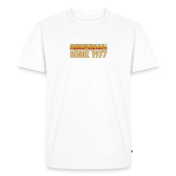 Original 1977 Retro Logo - Men's Premium Organic T-Shirt - white - Front - Nico (187cm)