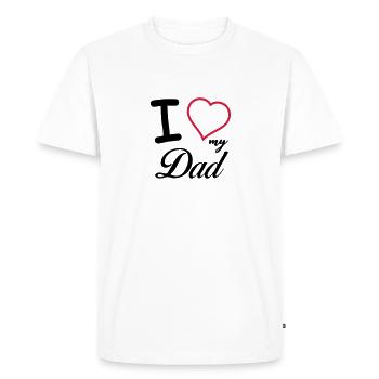 J'aime mon père - T-shirt Premium bio Homme - blanc - Devant - Nico (187cm)