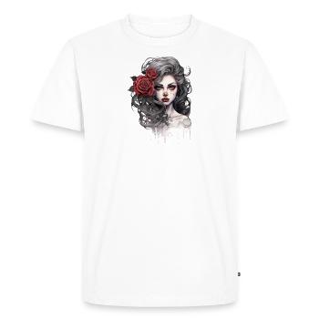 Gothique Rose Reine Illustration Beauté Graphique - T-shirt Premium bio Homme - blanc - Devant - Nico (187cm)
