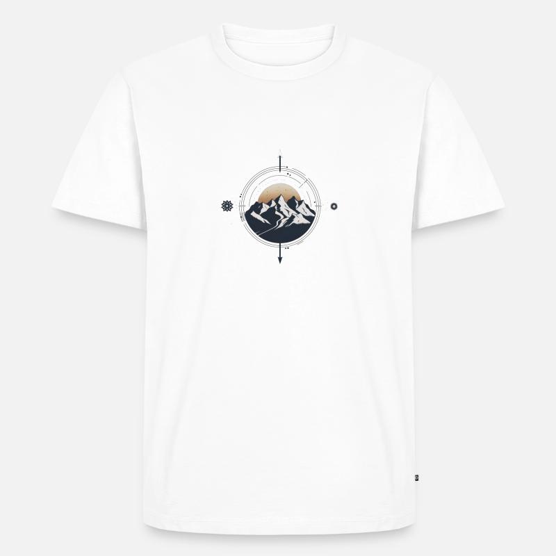 Berge Kompass Wanderung - Männer Premium Bio T-Shirt - Weiß
