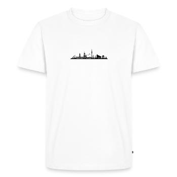 Skyline - Hamburg harbor old town - Men's Premium Organic T-Shirt - white - Front - Nico (187cm)