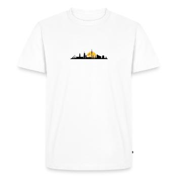 Skyline - Hamburg harbor old town - Men's Premium Organic T-Shirt - white - Front - Nico (187cm)