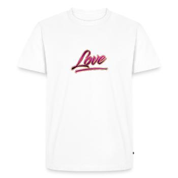 « Amour » Violet - T-shirt Premium bio Homme - blanc - Devant - Nico (187cm)