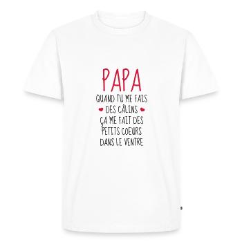 Papa - Fête des Pères - Bébé - Naissance - Baby - T-shirt Premium bio Homme - blanc - Devant - Nico (187cm)
