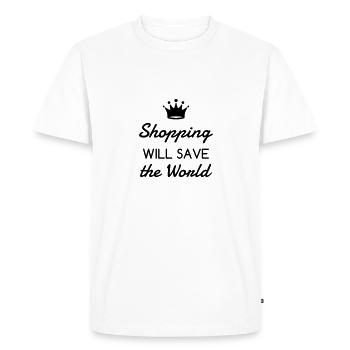 Shopping Shopper Einkaufen Käufer Soldes - Men's Premium Organic T-Shirt - white - Front - Nico (187cm)