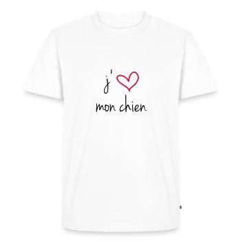 j'aime mon chien - T-shirt Premium bio Homme - blanc - Devant - Nico (187cm)