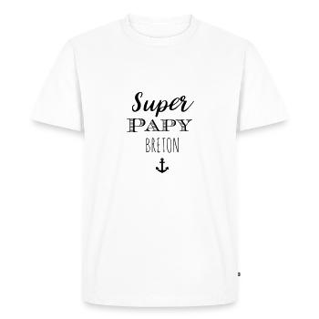 Super Papy Breton - T-shirt Premium bio Homme - blanc - Devant - Nico (187cm)