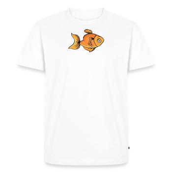 Poisson rouge nageant au sommet - T-shirt Premium bio Homme - blanc - Devant - Nico (187cm)