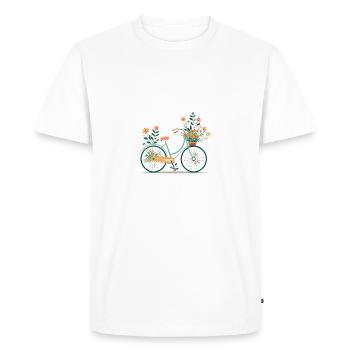 Sweet Adventure Flower Wheel Tour 10 - Men's Premium Organic T-Shirt - white - Front - Nico (187cm)