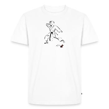 Position de femme de karaté - T-shirt Premium bio Homme - blanc - Devant - Nico (187cm)