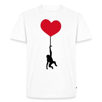 Singe avec coeur Ballon BOUND TO LOVE Graffiti Urban - T-shirt Premium bio Homme - blanc - Devant - Nico (187cm)