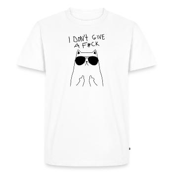 Geek Cat I Don't Give A F*CK - Männer Premium Bio T-Shirt - Weiß - Vorne - Nico (187cm)