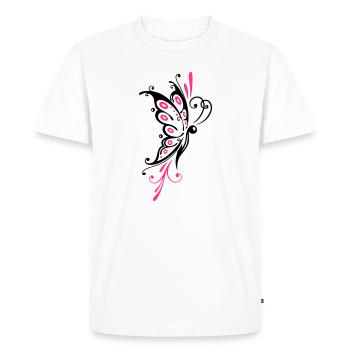Big filigree butterfly, wings, girlie Tattoo style - Men's Premium Organic T-Shirt - white - Front - Nico (187cm)
