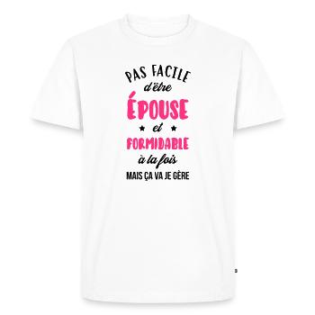 Epouse - Mariée - Mariage - Couple - Amour - Men's Premium Organic T-Shirt - white - Front - Nico (187cm)