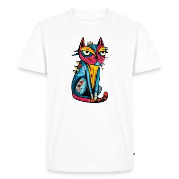 Cat Colorful Art - Men's Premium Organic T-Shirt - white - Front - Nico (187cm)