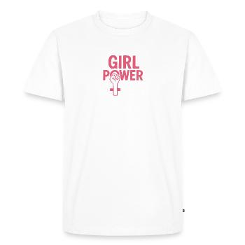 Girl Power Pink Fist Emblem - Men's Premium Organic T-Shirt - white - Front - Nico (187cm)