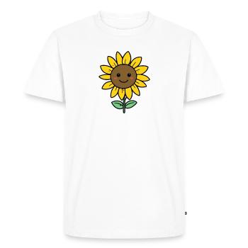 Cheerful Sunflower Cartoon - Men's Premium Organic T-Shirt - white - Front - Nico (187cm)