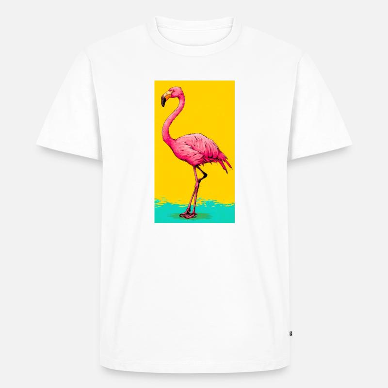 Flamingo - Männer Premium Bio T-Shirt - Weiß