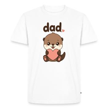 Papa Otter Heart Illustration - Men's Premium Organic T-Shirt - white - Front - Nico (187cm)