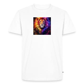 Lion Neon Portrait Couleur - T-shirt Premium bio Homme - blanc - Devant - Nico (187cm)