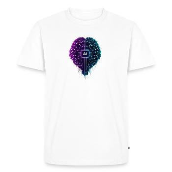 Cerveau IA néon avec motif de circuit - T-shirt Premium bio Homme - blanc - Devant - Nico (187cm)
