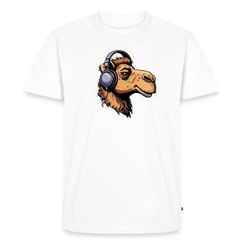 Camel avec des écouteurs - T-shirt Premium bio Homme - blanc - Devant - Nico (187cm)