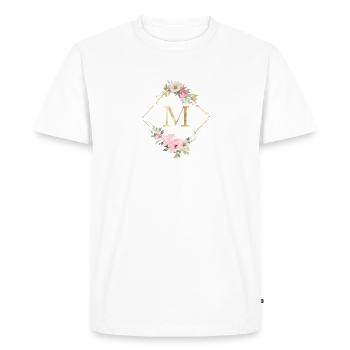 Monogramme personnalisable M Pastel Floral - T-shirt Premium bio Homme - blanc - Devant - Nico (187cm)